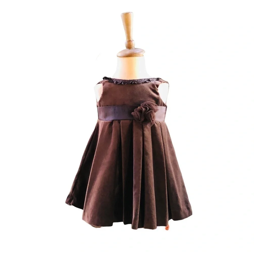 JANIE AND JACK INFANT GIRLS RICH BROWN FANCY DRESS SIZE 3-6 MONTHS